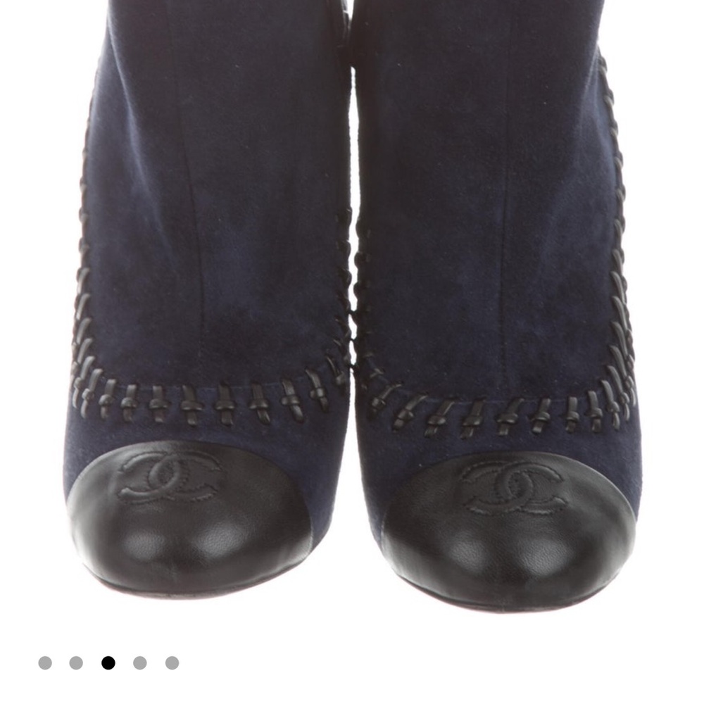 Chanel Women's Navy and Black Ankle Boots size 8/38